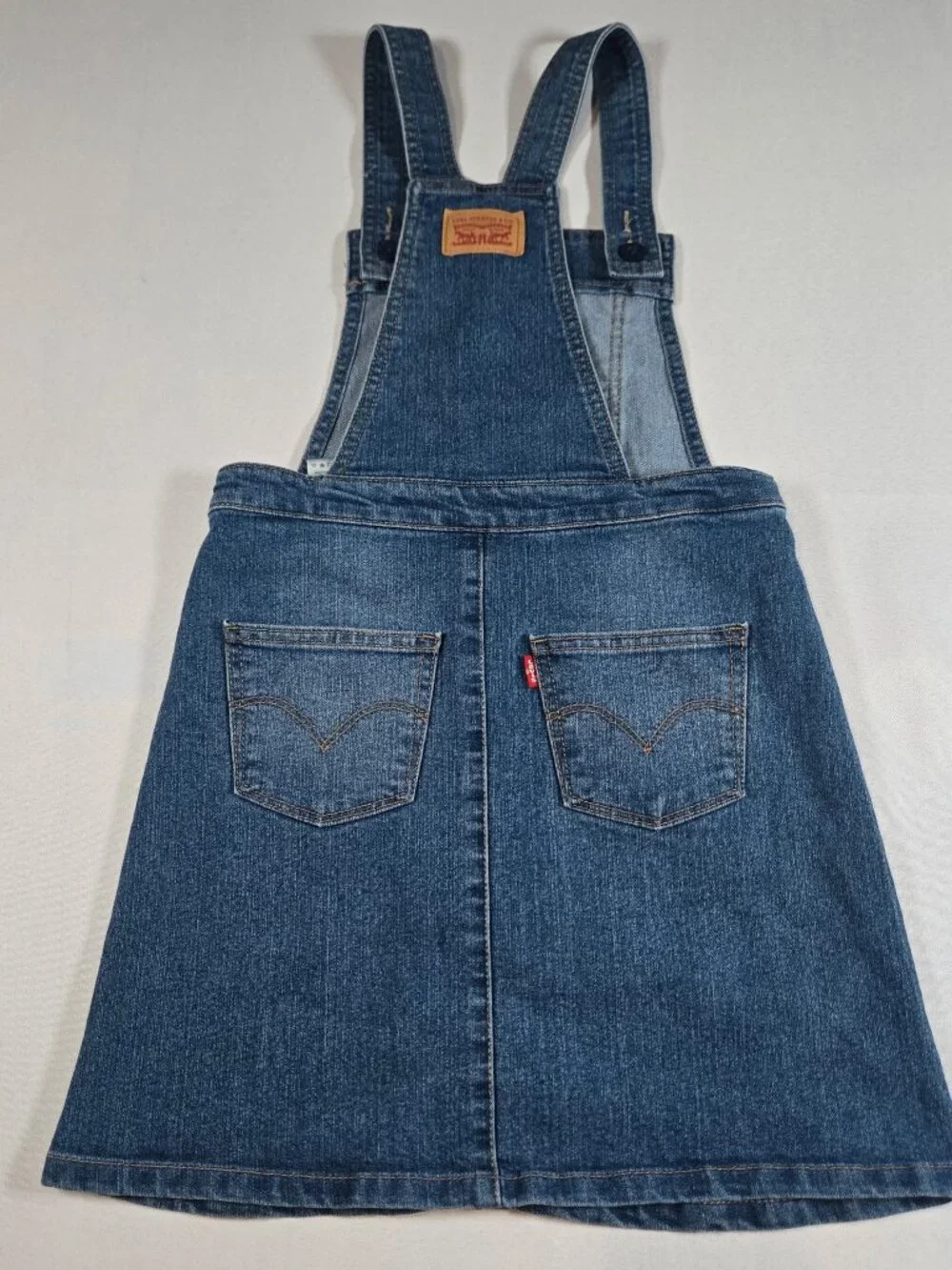 Levi’s Girls Size 8 Denim Overall Dress Blue Jean Jumper Pinafore Stretch